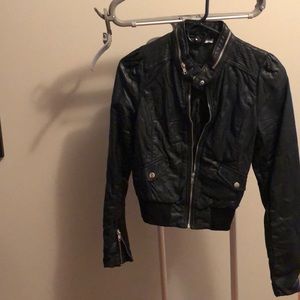 Faux leather moto jacket